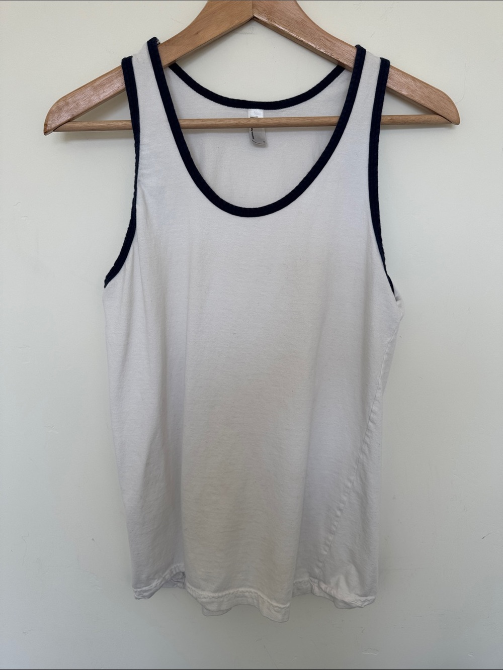 American Apparel Classic White Tank Top with Navy Trim
